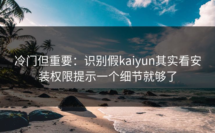 冷门但重要:识别假kaiyun其实看安装权限提示一个细节就够了